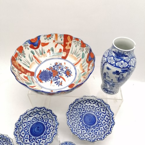 61 - 2 x Imari bowls (both a/f) t/w qty of Oriental blue & white ceramics _ some a/f