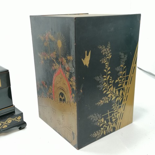 62 - Japanese antique lacquer calligraphy ? set comprising of stand with 7 interlocking boxes, liquid con... 