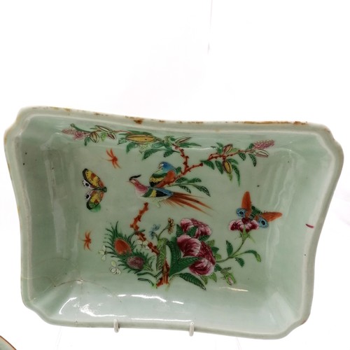 64 - Pair of Oriental serving plates and 4 smaller plates all with hand painted bird and butterfly decora... 