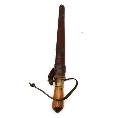 84 - Vintage Algeria / Morrocco Bou-saada khodmi knife in leather over wood scabbard - total length 28cm