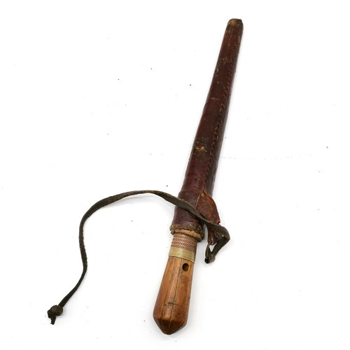 84 - Vintage Algeria / Morrocco Bou-saada khodmi knife in leather over wood scabbard - total length 28cm