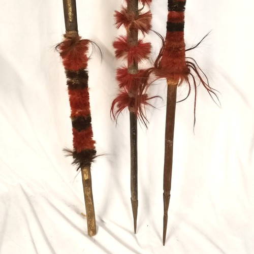 107 - 7 x antique Assam Burmese Naga headhunter spears / lances - longest 234cm ~ 1 lacks spearhead