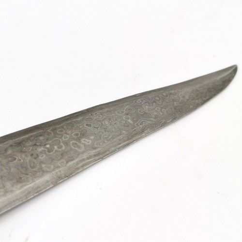 109 - Antique mughal dagger with a jade handle and damascene blade with gold inlay - 32cm long