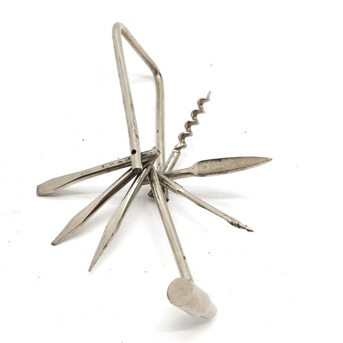 131 - Antique steel multi-tool with corkscrew - 9cm x 5cm