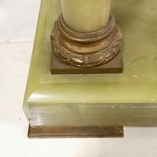 140 - Antique decorative onyx pedestal incorporating 4 decorative columns with ormolu mounts terminating w... 