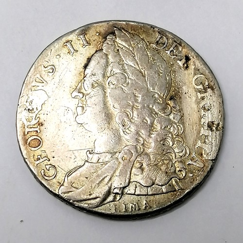 155 - 1746 George II crown coin (with Lima below bust) t/w 1826 George IV shilling coin