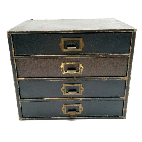 161 - Vintage small wooden filing drawers with brass drawer pulls 31cm x 24.5cm x 26cm high