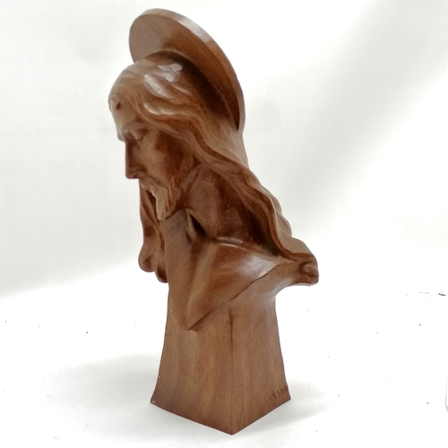 166 - Louis Sosson hand carved depiction of Christ in walnut signed - 33cm high