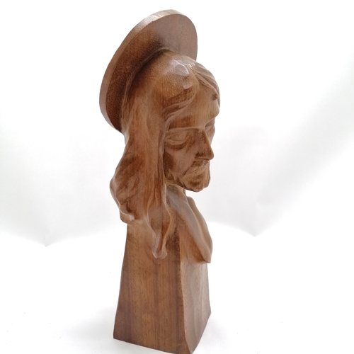 166 - Louis Sosson hand carved depiction of Christ in walnut signed - 33cm high