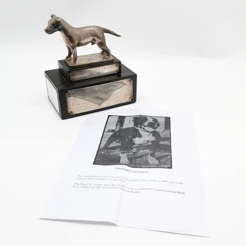 177 - Vintage Flagstaff trophy of a Staffordshire dog presented by Captain & Mrs Roger Fisher - 19cm high ... 