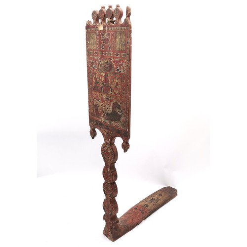 181 - Russian distaff with original paint detail - height 90cm x 22cm wide and has some losses to top and ... 