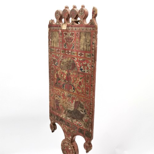 181 - Russian distaff with original paint detail - height 90cm x 22cm wide and has some losses to top and ... 