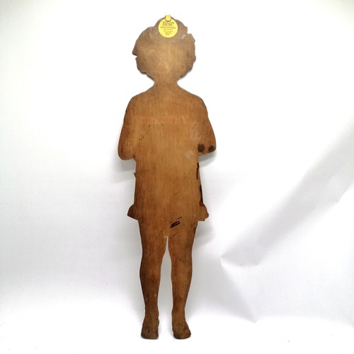 196 - Vintage hand painted cut out of  'Dorothy' holding a doll 87cm x 27cm - has signs of old worm in one... 