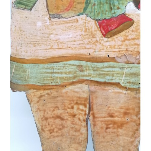 196 - Vintage hand painted cut out of  'Dorothy' holding a doll 87cm x 27cm - has signs of old worm in one... 