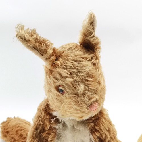 202 - Vintage novelty squirrel mohair pyjama case with original lightning zip - 39cm tall t/w jointed bunn... 