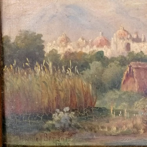 212 - Townley Benson (1848-1907) original late Victorian oil painting on board of a landscape in Mexico - ... 