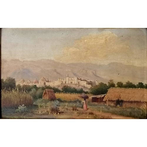 212 - Townley Benson (1848-1907) original late Victorian oil painting on board of a landscape in Mexico - ... 