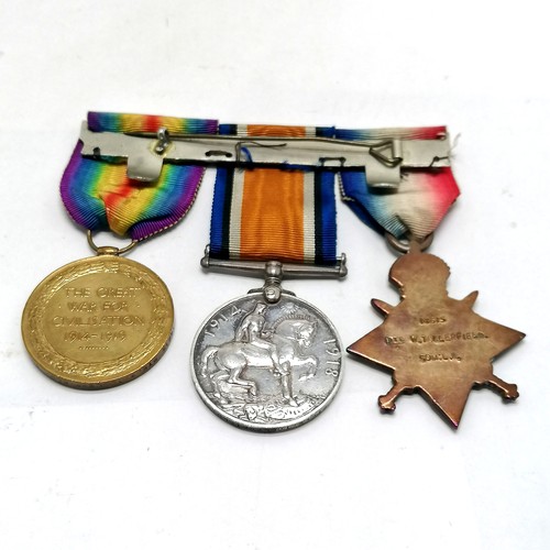 220 - WWI trio of medals (14615 Pte W Tollerfield Som L I) t/w regular army certificate of service & Queen... 