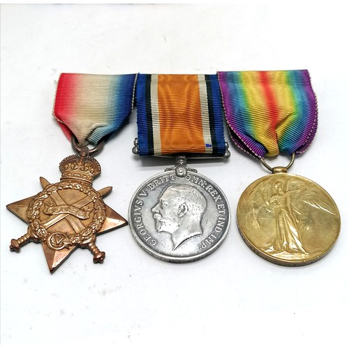 220 - WWI trio of medals (14615 Pte W Tollerfield Som L I) t/w regular army certificate of service & Queen... 