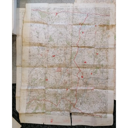 221 - Small suitcase with 5 maps inc Aldershot command, salisbury plain, 1925 manœuvre map, Hazebrouk & Sa... 