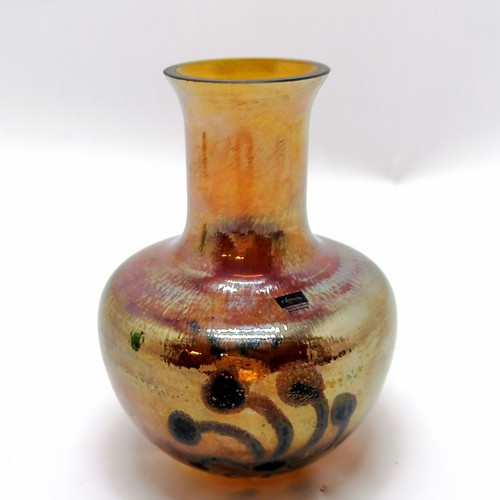 227 - Caithness glass vase with foal decoration & original label - 16cm high with no obvious damage