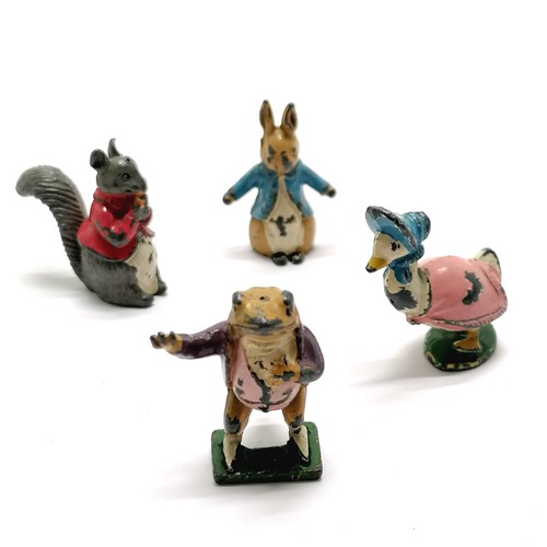 231 - Timpo vintage set of 4 x Beatrix Potter lead figurines - Peter Rabbit is 38mm high and are in worn c... 