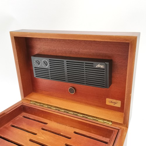 239 - Davidoff hardwood humidor box with brass carry handles and with original fittings - 35cm x 23cm x 14... 