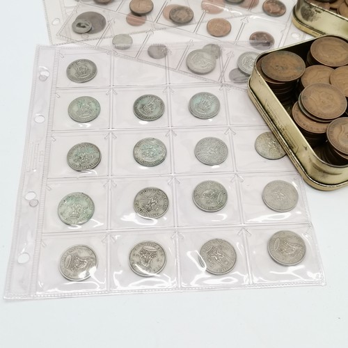 251 - Qty of coins - 2 albums (inc GB £5 & silver) t/w tins of GB ½d's