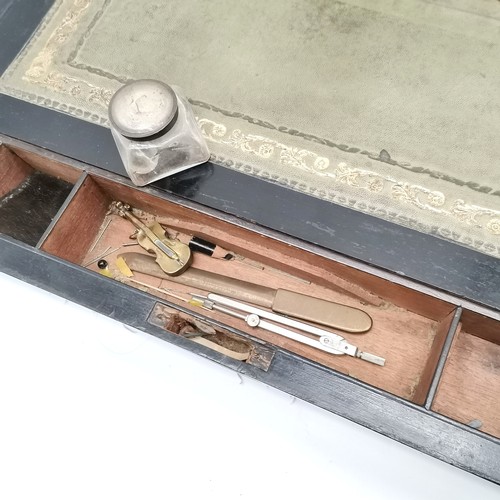 258 - Antique rosewood veneered campaign writing slope with brass banding - 45cm x 25cm x 16cm high ~ has ... 