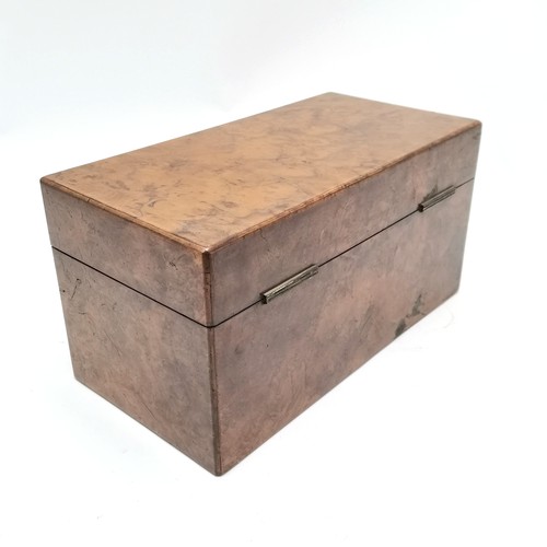 259 - Antique burr walnut tea caddy with mixing bowl and original dome lidded cannisters - 32cm x 16.5cm x... 