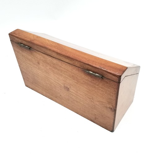 260 - Antique mahogany fitted stationery box with sloping lid - 37cm x 14cm x 22cm high ~ has old repair /... 