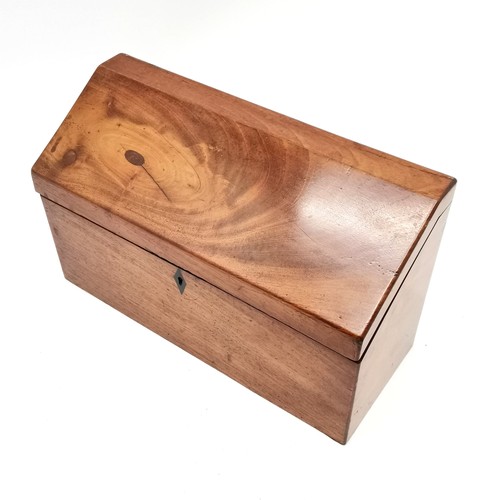 260 - Antique mahogany fitted stationery box with sloping lid - 37cm x 14cm x 22cm high ~ has old repair /... 