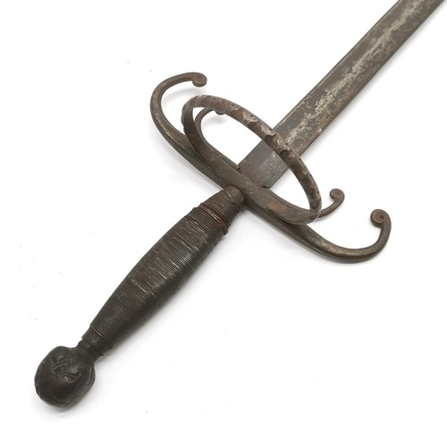 265 - Antique copy of a renaissance sword with crab claw cross guard and face mask detail to pommel - 116c... 