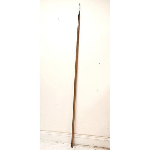 269 - Antique English naval boarding pike with oak shaft and steel ends - 230cm long