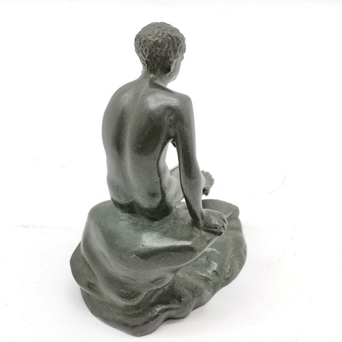 270 - Antique grand tour bronze of seated Mercury - 11cm high