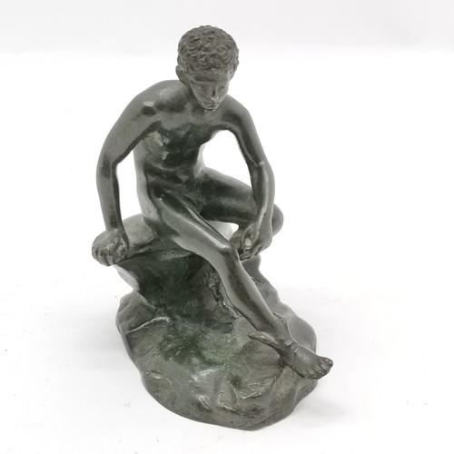 270 - Antique grand tour bronze of seated Mercury - 11cm high