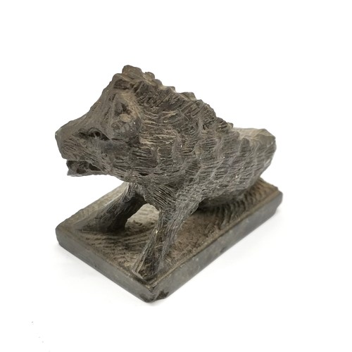 274 - Antique Grand tour hand carved serpentine figure of a recumbent boar - 6.5cm high and has some chips