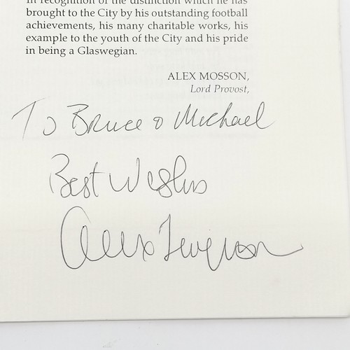 317 - Sir Alex Ferguson CBE (b.1941) hand signed Freedom of the City of Glasgow menu