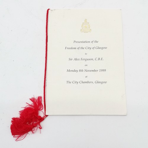 317 - Sir Alex Ferguson CBE (b.1941) hand signed Freedom of the City of Glasgow menu