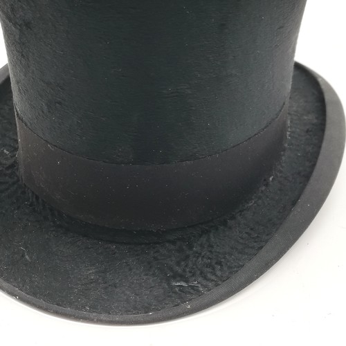 323 - Antique Bates bowler hat (internal 20cm x 16.5cm) t/w Scott & Co top hat (internal 20cm x 16cm) ~ bo... 