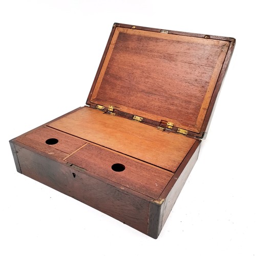 326 - 2 x antique boxes (parquetry lid 30cm x 22cm x 10cm) - both a/f t/w ebony dressing table items