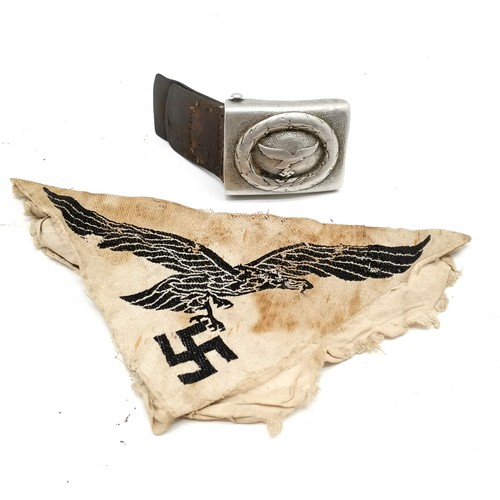 329 - Qty of militaria inc WWII, Nazi cloth badge (22cm across), Nazi aluminium buckle, Royal Marine shoot... 