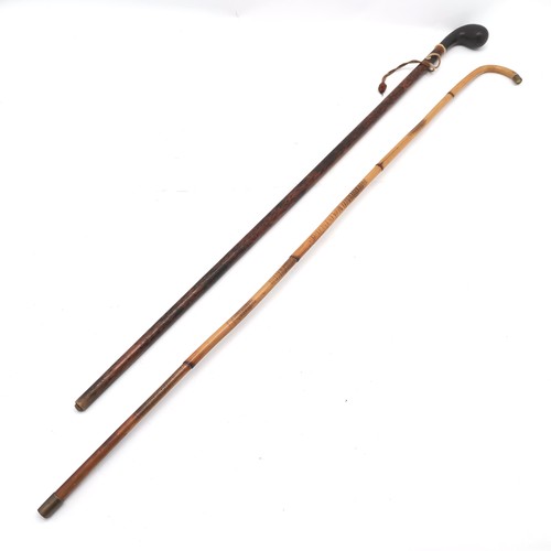 345 - 2 x antique walking sticks - the bandy cane is 96cm