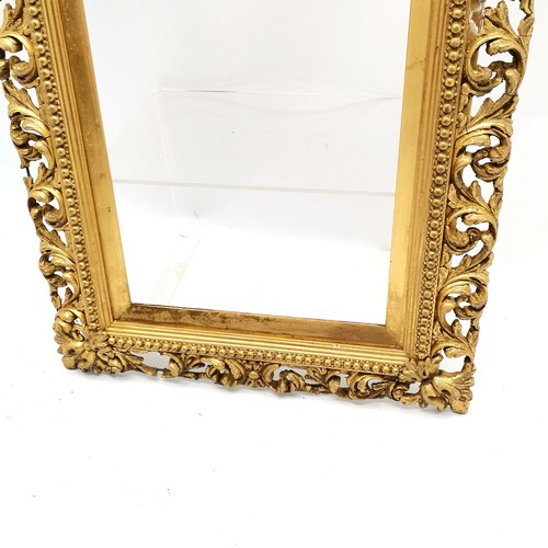 351 - Antique gilt frame with pierced repeat leaf border - 83cm x 41cm (inset 66cm x 26cm) ~ some losses