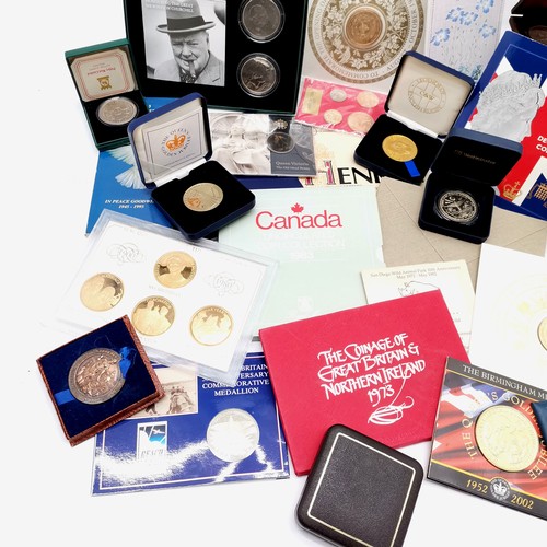 361 - Qty of cased sets, proof coins, medallions inc Tower of London bronze medallion in silver mount, Isl... 