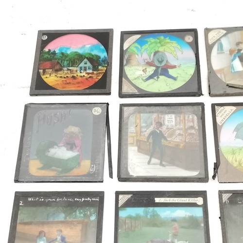 371 - Qty of lantern slides inc Goldenlocks, O'Toole and his umbrella, Jack the Giant killer etc