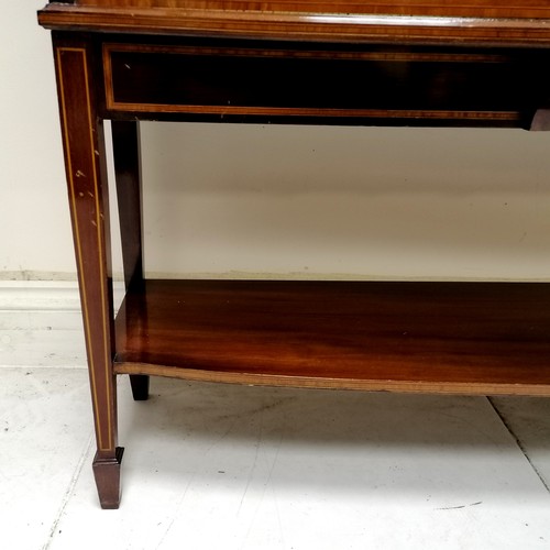 372 - Edwardian mahogany 2 door display cabinet with inlaid detail & 2 fixed shelves - 168cm high x 122 wi... 