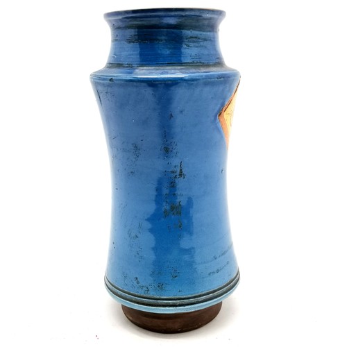 381 - Decorative jar in blue glaze with 'Sàtal Citr' detail to front - 25.5cm high