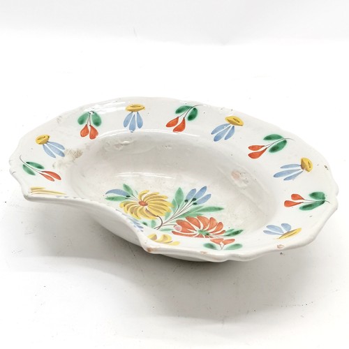 388 - Continental barbers bowl with floral decoration - 28cm across x 20cm deep ~ slight loss to footrim