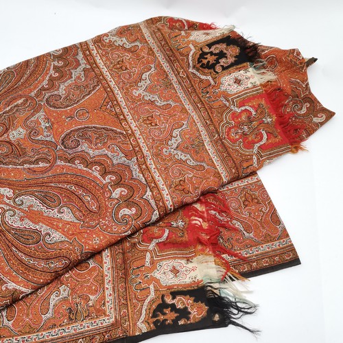 392 - Antique kashmir paisley shawl - 328cm square ~ in overall good bright condition